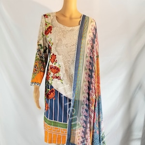 XS New Rangrez Brand Embroidered Chiffon/Lawn 3PC Ready-Made Shalwar Kameez Pakistani/Indian XS/36&quot; - Free Shipping