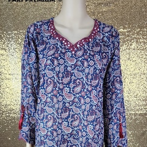 NEW XL Original Agha Noor Ladies Embellished Embroidered Kurti/Tunic/Kameez Pakistani/Indian XL/48 - Free Shipping