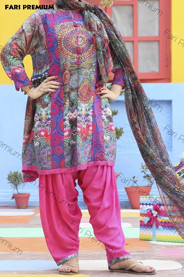 NEW Readymade Viscose Chiffon 3piece Shalwar Kameez Almirah Designer