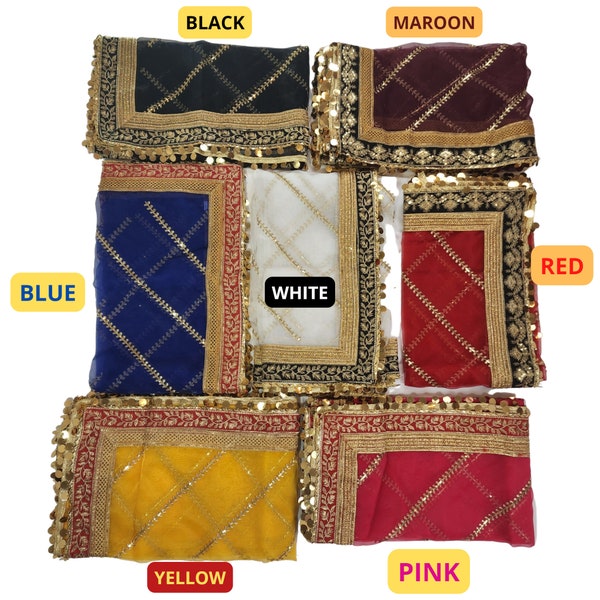 Fancy Organza Dupatta/Scarf/Wrap/Stole Gota Lace Zari Sequins Dulhan Shaadi Nikah Pakistani/Indian Ready to Ship from USA