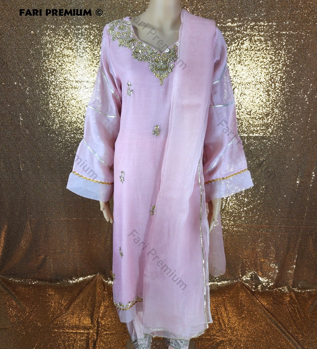 NEW Original Agha Noor Fancy Formal Embroidered 2-piece Pink