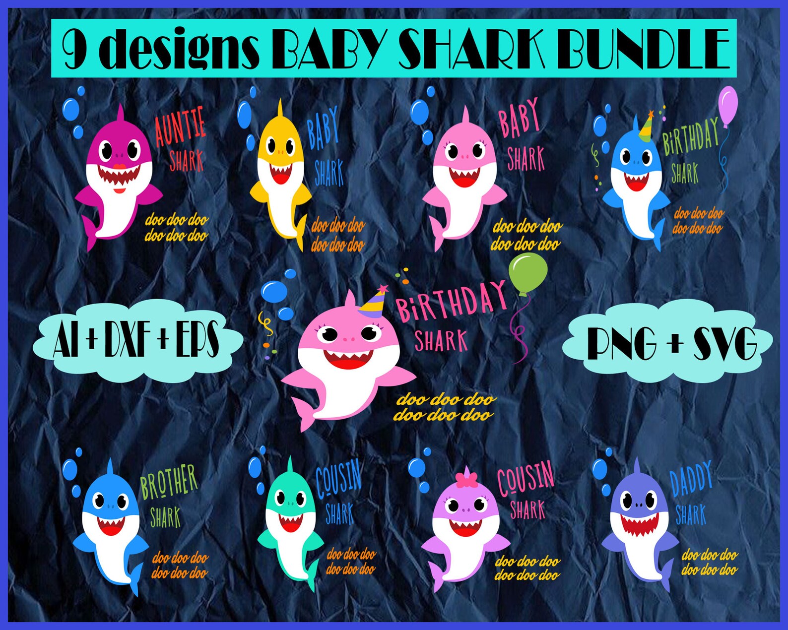 Download Family Shark Shark Svg Doo Doo Doo Doo Birthday Shark | Etsy