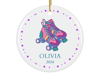 Roller Skating Ceramic Ornament, Gift for Daughter Granddaughter Hobby Gift Interest Christmas Ornament Personalized Gift