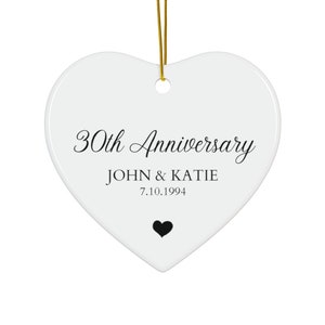 Personalized 30th Anniversary Ceramic Ornament Wedding Anniversary Gift for Couples Husband and Wife Custom Names Christmas Ornament