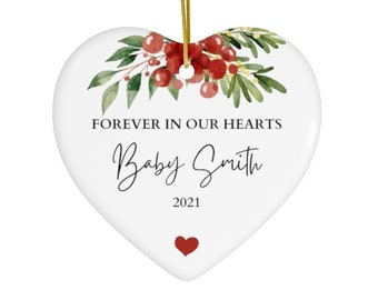 Baby Memorial Ornament | Forever in Our Hearts | Personalized Item | Baby Loss | Stillborn | Miscarriage | Ceramic Ornaments