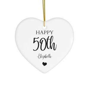 Personalized 50th Birthday Ornament | 50th Birthday Keepsake Gift | Gift for Mother | Gift for Grandma | Round Ceramic Ornaments