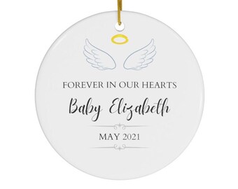 Baby Memorial Ornament | Forever in Our Hearts | Baby Loss | Stillborn | Miscarriage | Round Ceramic Ornaments