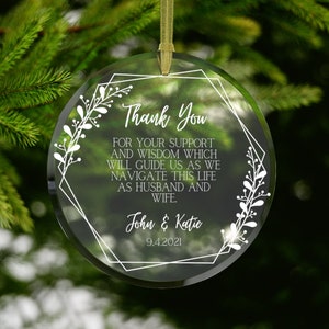 Thank You Ornament #1 Parents Wedding Keepsake | Gift from Bride and Groom | Wedding Gift | Gift for Parents  | Glass Ornament