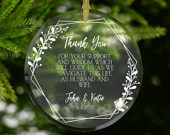 Thank You Ornament #1 Parents Wedding Keepsake | Gift from Bride and Groom | Wedding Gift | Gift for Parents  | Glass Ornament