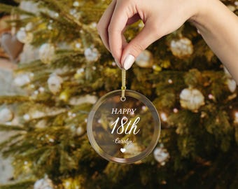 18歳の誕生日パーソナライズガラスオーナメント 18歳になる 18歳の誕生