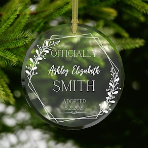 Adoption Gift #63 | Personalized Name Keepsake Gift | Adoption Day | Christmas Ornament | Glass Ornament