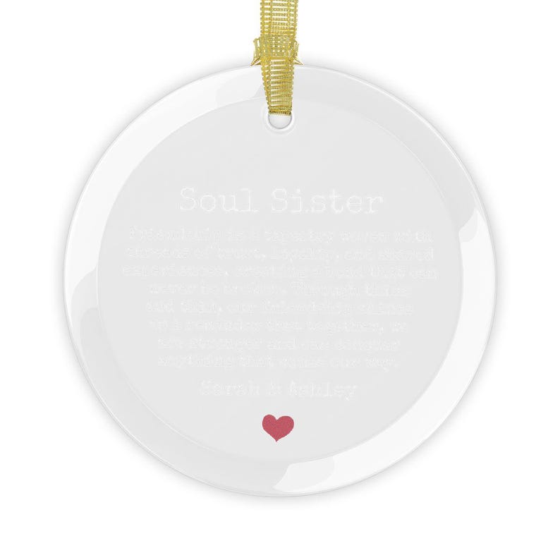 Soul Sister Glass Ornaments Personalized Friendship Gift for Friend