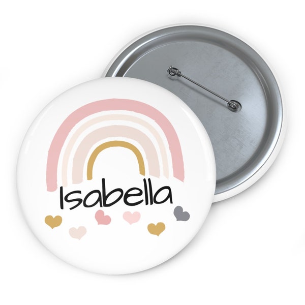 Custom Name Button #94 | Kid Rainbow Name Button | Name Tag | Lunchbox Tag | Custom Pin Buttons