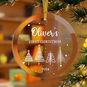 Décoration de Noël personnalisée en verre pour le premier Noël de bébé 2025, décorations d&#39;arbre personnalisées