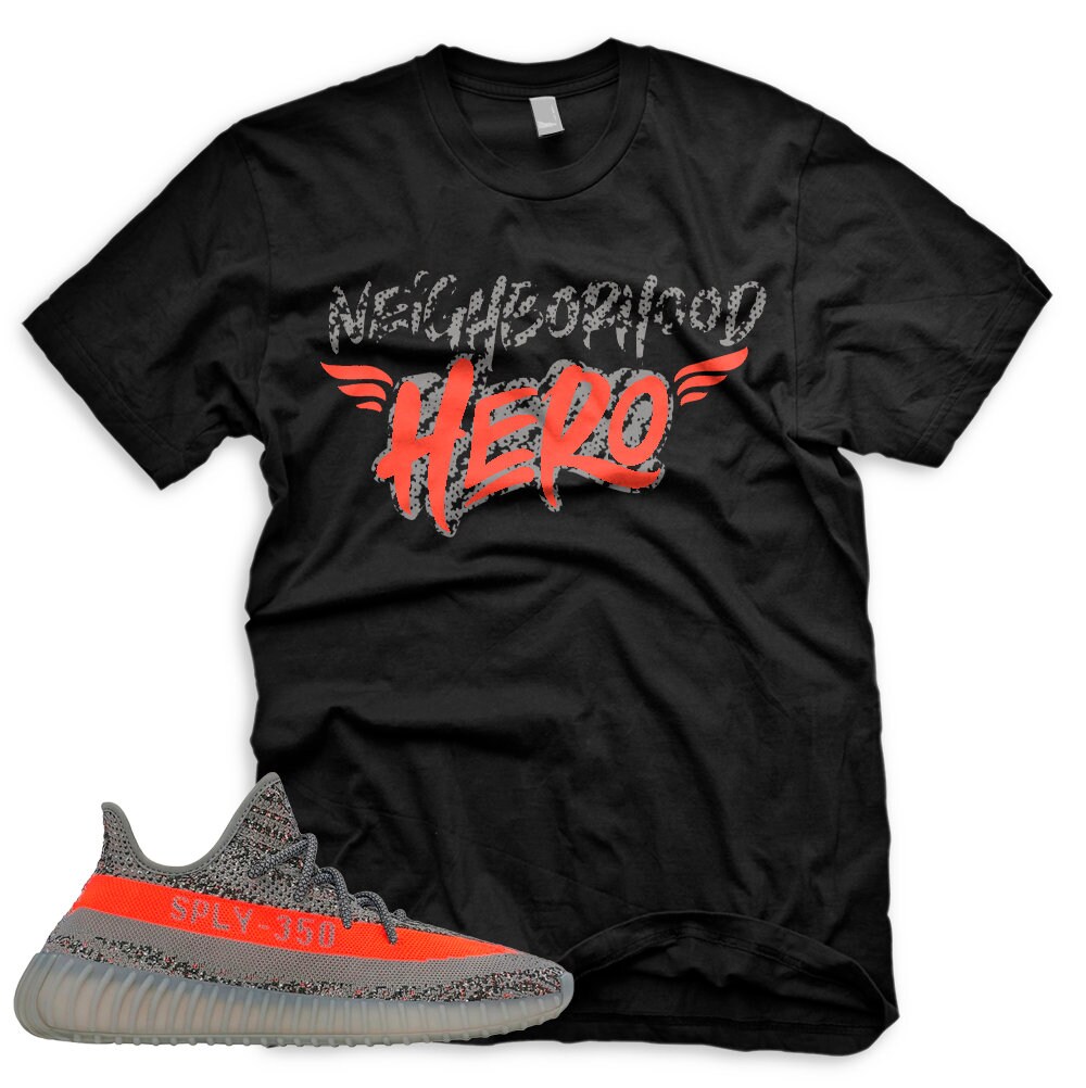 Sneaker Shirt Yeezy Boost 350 V2 Beluga Match "NEIGHBORHOOD HERO" Grey Orange Match Tees