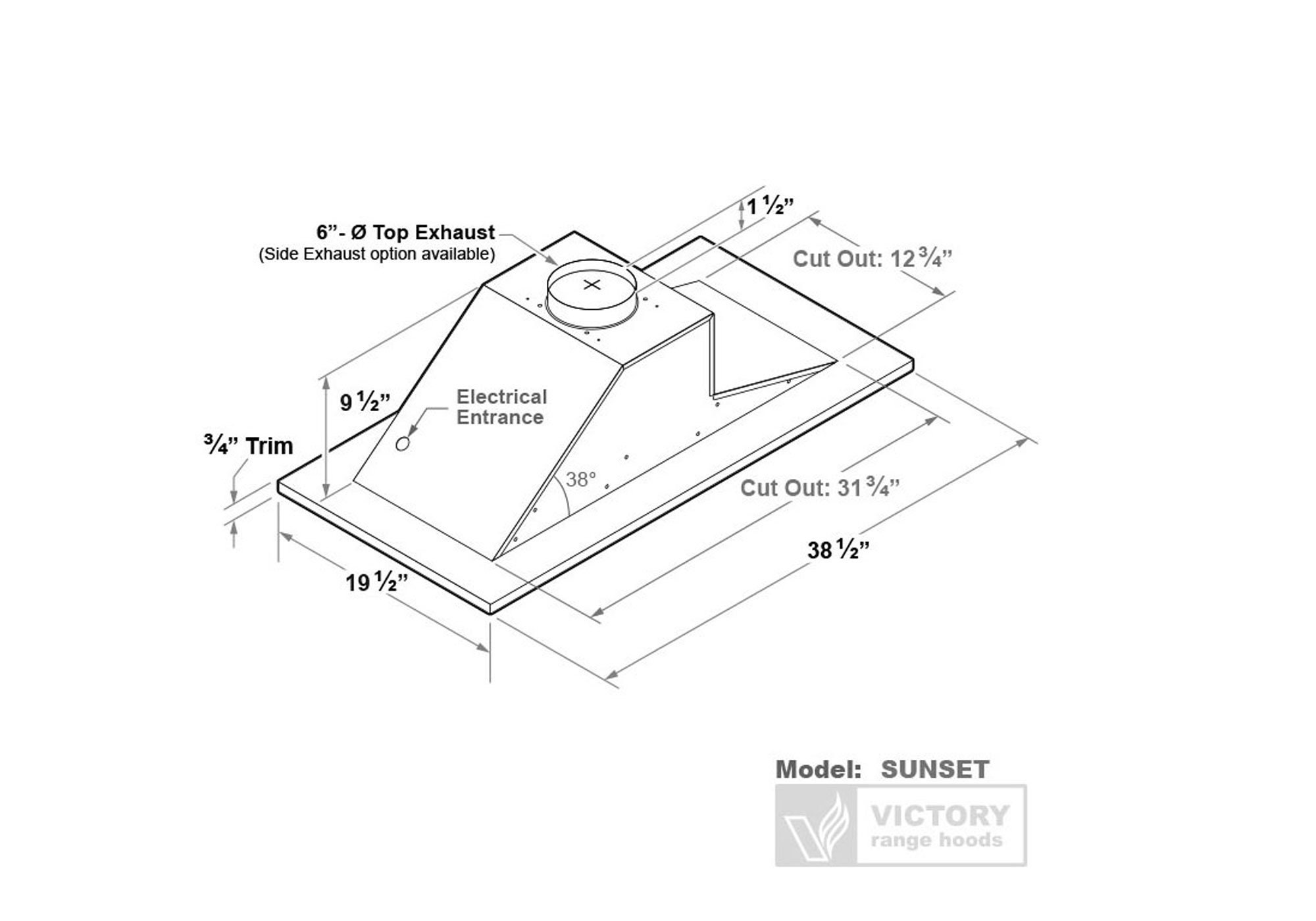 Flushmount Ceiling Range Hood VICTORY Sunset Etsy Canada