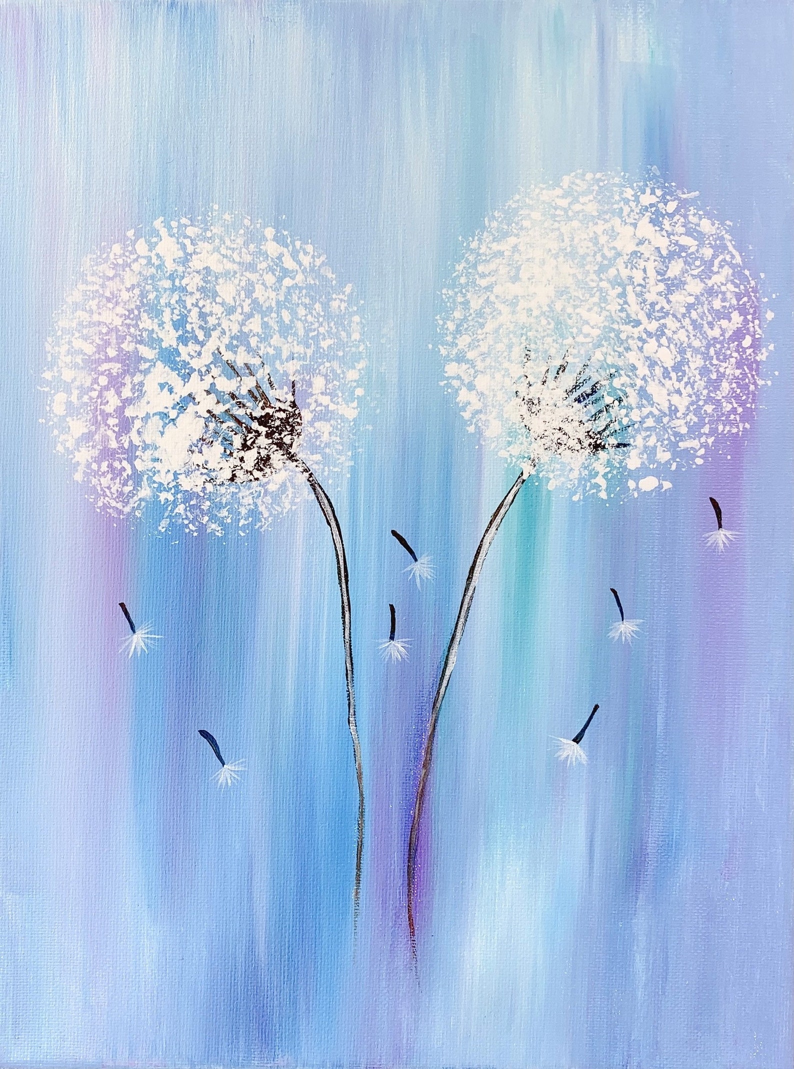 912 inches Beautiful Abstract Dandelions Painting On Canvas Etsy