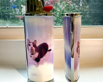 Decorative Metal Strip on Reusable Metal Photo Lighter Cover | Photo Lighter Sleeve | Customized Lighter Cover| Photo Quality | Smoker Gift