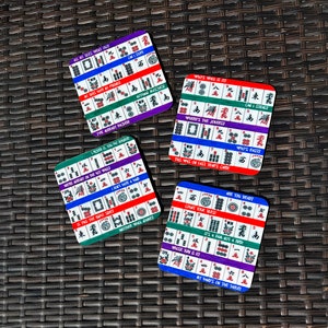Mahjong Coasters with Sayings | Set of 4 Mahjong Coasters | Mahjong Gifts | Holiday Gifts| Mahjong Lovers | Matching Insulated Tumbler