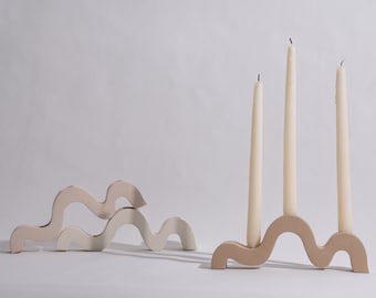 Concrete Candlestick Holder|Wavy Taper Candle Holder|Nordic Candle Stick Holder|New Home Gifts|Table Decor|Christmas decor|Modern Minimalist