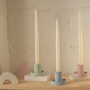Celesta Taper Candle Holder|Concrete Candlestick Holder|Candle Stick Holders|Pastel Color Home Decor|Minimalist Decor|Danish Pastel candles