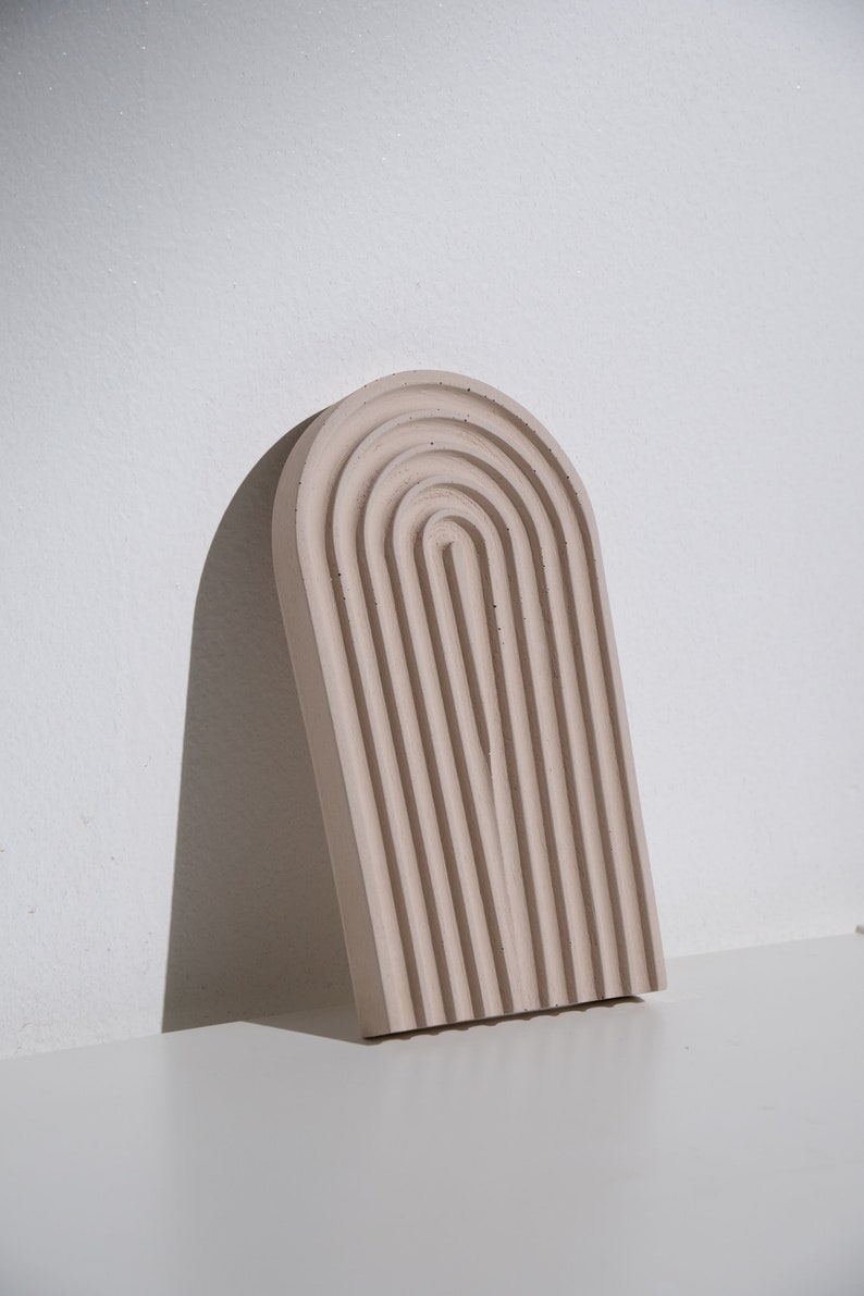 Bandeja de hormigón/Bandeja de cemento/Bandeja decorativa/Bandeja de arco iris/Bandeja de hormigón de arco/Decoración minimalista/Bandeja de baratijas/Decoración moderna para el hogar/Nuevo regalo para el hogar Almond Latte