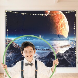 KaiSha LED Tapestry Wall Hanging; Art Décor Boys Bedroom Large Poster Galaxy Space Theme Spaceship Universe Planets (79&quot;x59&quot;)