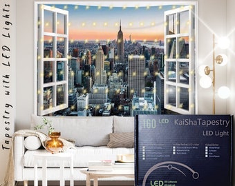 Kaisha LED Tapestry Wall Hanging; Architecture Backdrop New York