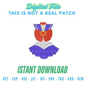 Pretty Guardian Sailor Moon Machine Embroidery Design -  Sailor Moon patch embroidery file  - Uniform Sailor Moon - Instant Download
