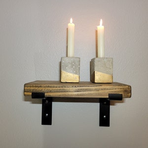 Rustic Farmhouse Floating Bedside Table Metal Bracket