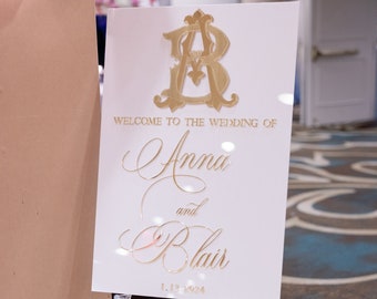 Wedding Welcome Sign with Monogram - Acrylic Wedding Signs - Solid Acrylic Sign - Modern Wedding Decorations