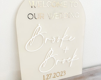 Arched Wedding Welcome Sign - Acrylic Wedding Signs - Solid Acrylic Sign - Modern Wedding Decorations