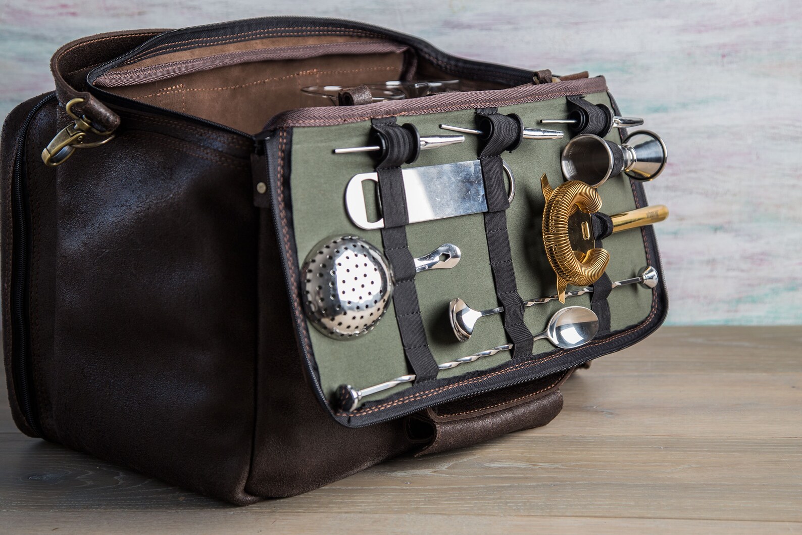 Big Bartender Bag, Leather Bartender Bag, Bar Accessories, Bartender