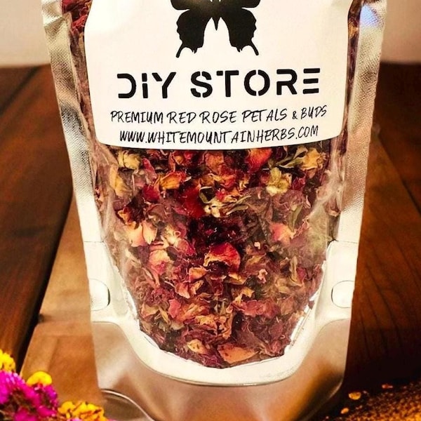 Capullos de pétalos de rosa, rojos silvestres ~ Flores de té de Rosa Canina
