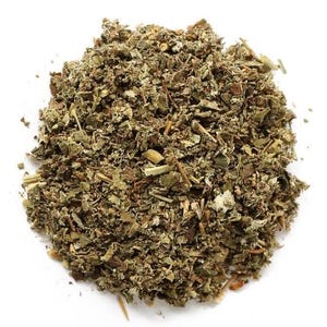 Hoja de frambuesa roja silvestre seca cortada ~ Rubus Idaeus
