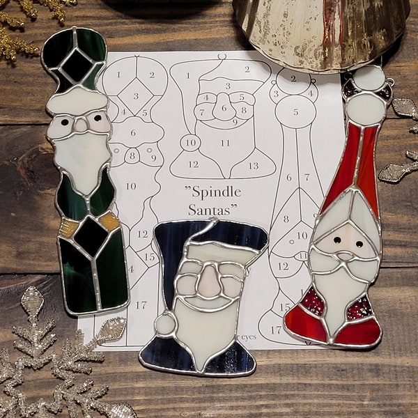 Stained Glass Pattern: “Spindle Santa Set”