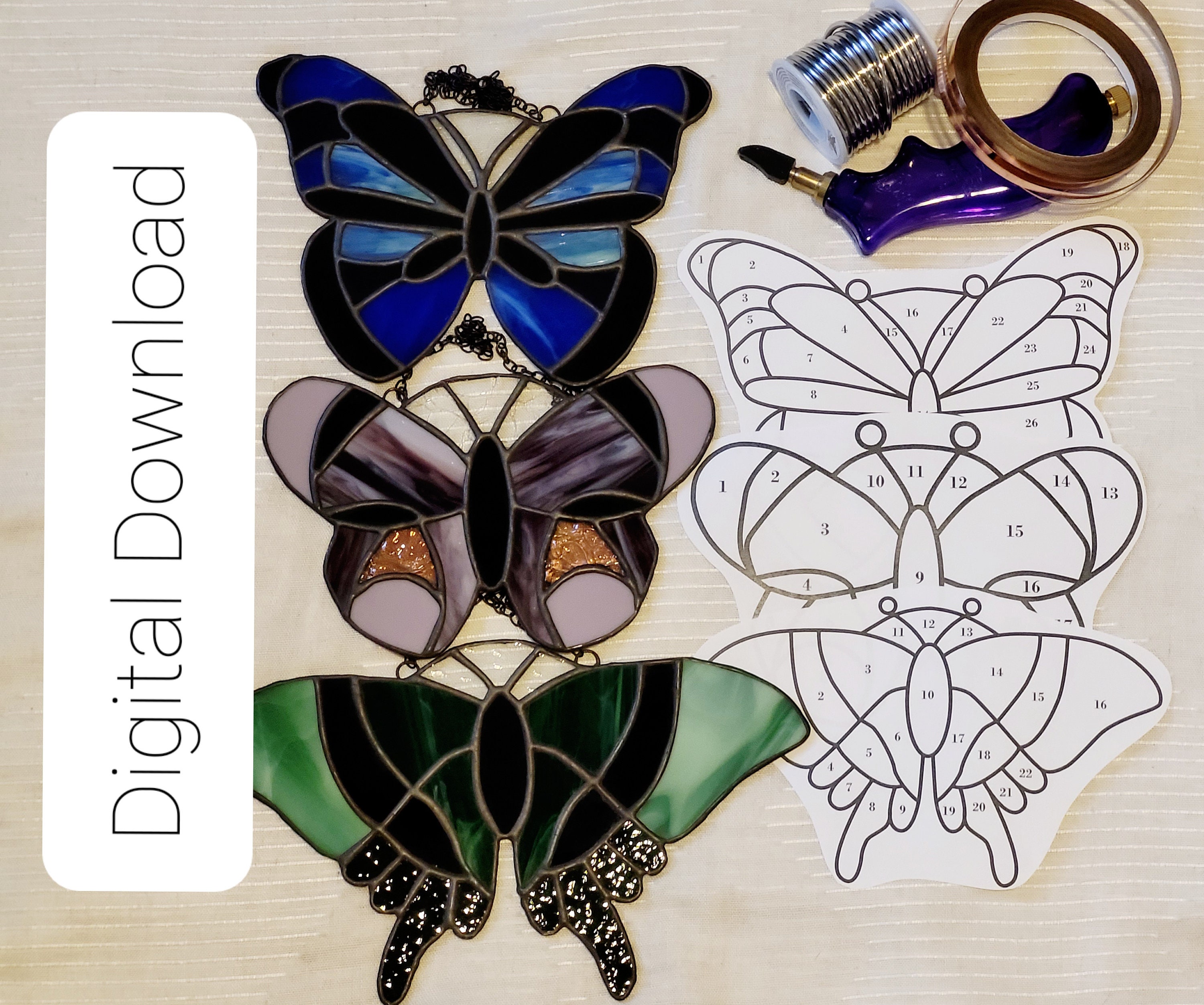  DOITOOL 6 Pcs Butterfly Mosaic Stencil Pantograph