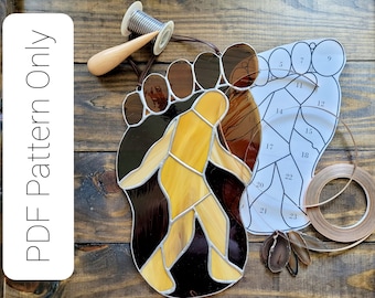 Stained Glass Pattern: "Big Foot" PDF, digital download