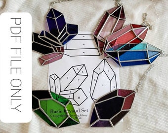 Basic Crystal Set - Stained Glass Pattern, *PDF file ONLY*, stained glass pattern, DIY, digital download, pattern