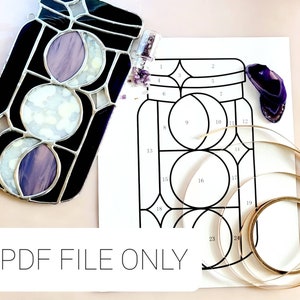 Stained Glass Pattern: &quot;Moonbeams in a Jar&quot; *PDF file ONLY*, Pattern Digital Download, Moon, DIY
