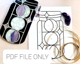 Stained Glass Pattern: "Moonbeams in a Jar" *PDF file ONLY*, Pattern Digital Download, Moon, DIY