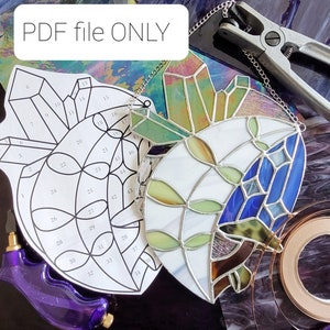 Stained Glass Pattern: &quot;Mystic Moon&quot; PDF pattern ONLY, Stained glass DIY, digital download