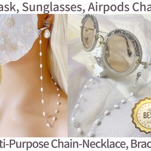 Hypoallergenic Silver Surgical Steel Pearls Face Mask Sunglasses AirPods Chain Lanyard Necklace Jewelry Layered Ankle Bracelet Anklet Strap