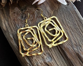 Statement Geometric Earrings, Gold Jewelry, Perfect Gift for Her, Everyday Boho Earrings, Birthday Gift, Boho Jewerly, Graduation Gift