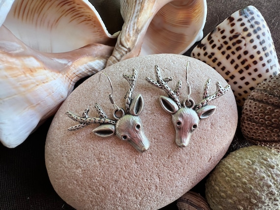 Deer Earrings, Mountains dangle hook earrings, sterling silver earrings hook, bohemian drop earrings, boho jewelry, boho earring