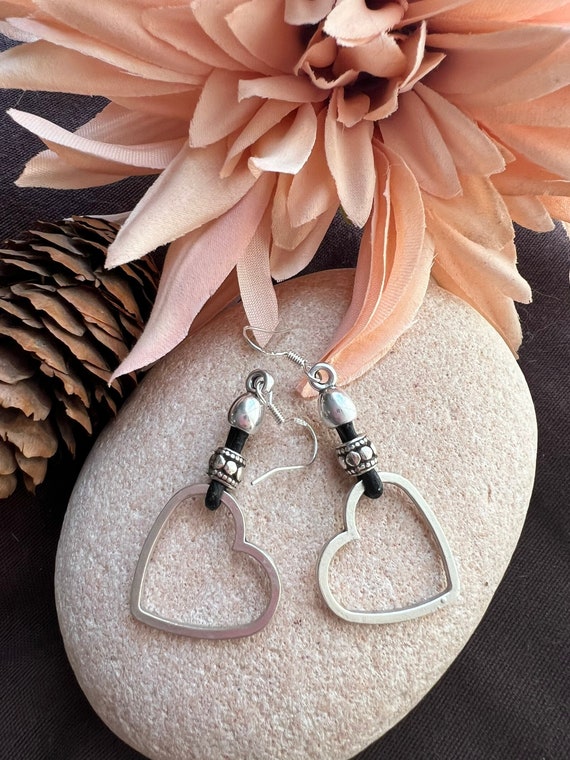 Statement dangle hoop earrings, sterling silver earrings hook, bohemian drop earrings, boho jewelry, boho earring, Handmade Jewerly