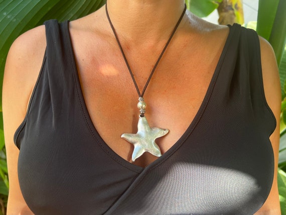 Long Pendant Necklace, Statement Bohemian Necklace, Leather Necklaces for Women, Boho Necklace, Leather Cord Necklace, Long Necklace Boho