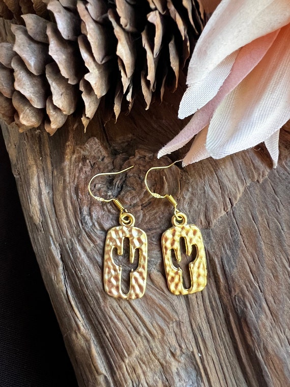 Cactus Gold Jewelry, Gold Boho Earrings, Elegant Earrings, Minimalist Earrings, Bridesmaid Gift, Christmas Gift, Gift for her, Gold Earrings