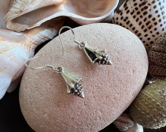 Shell Statement dangle hook earrings, sterling silver earrings hook, bohemian drop earrings, boho jewelry, boho earring