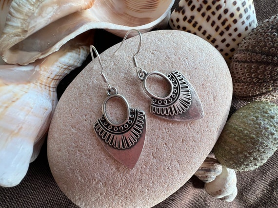 Statement dangle hook earrings, sterling silver earrings hook, bohemian drop earrings, boho jewelry, boho earring